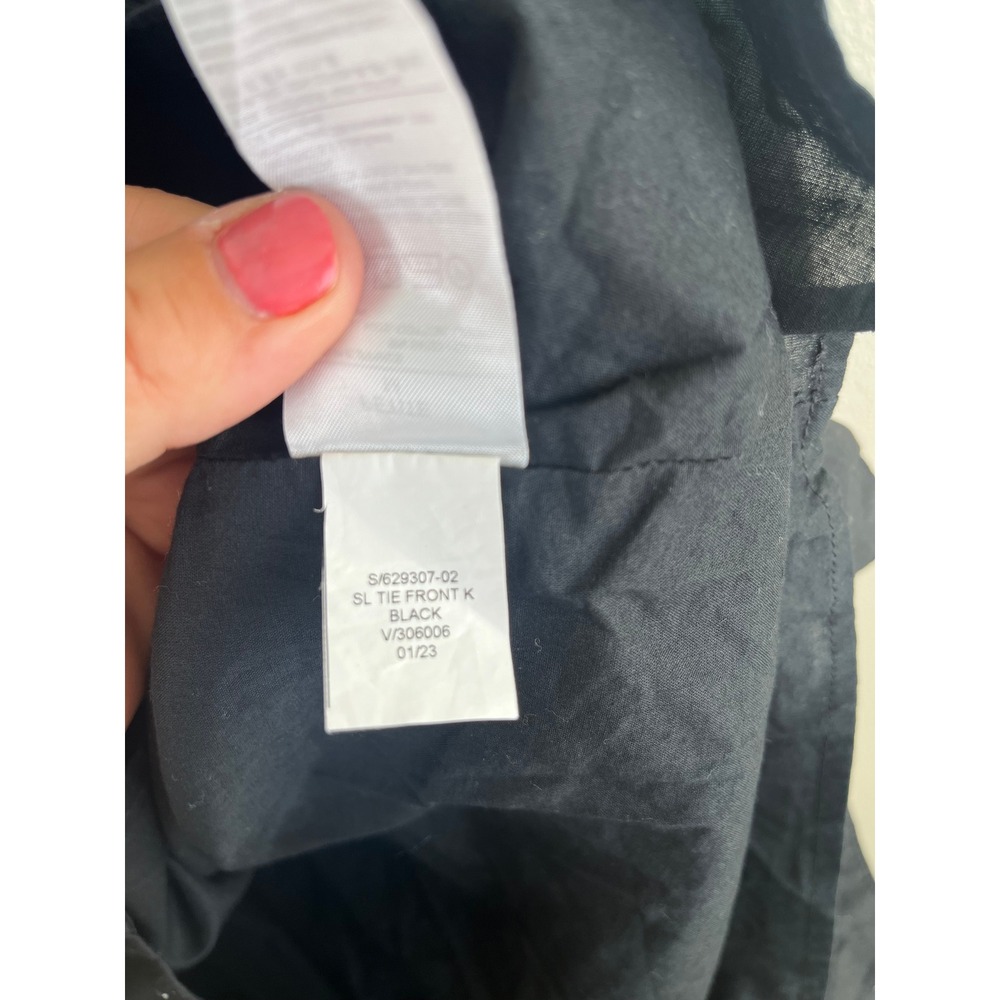 Banana Republic 100% Cotton Shift Dress Sleeveless Collared V-Neck Black Medium - Picture 7 of 10